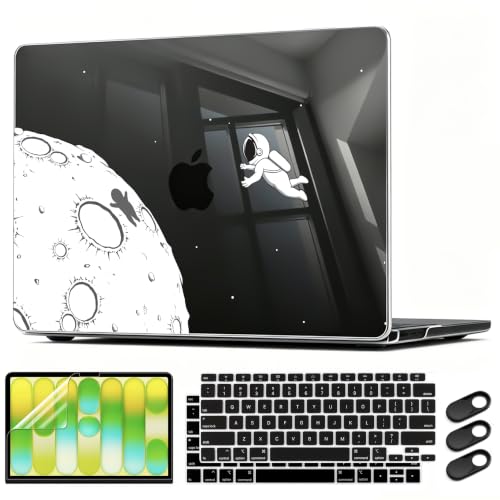 CISSOOK Compatible with MacBook Air 13 inch Case 2021 2020 2019 2018 | A2337 A2179 A1932, 4in1 Set Hard Shell Case Keyboard Cover Screen Protector for MacBook Air 13 inch M1, Astronaut - color: Astronaut
