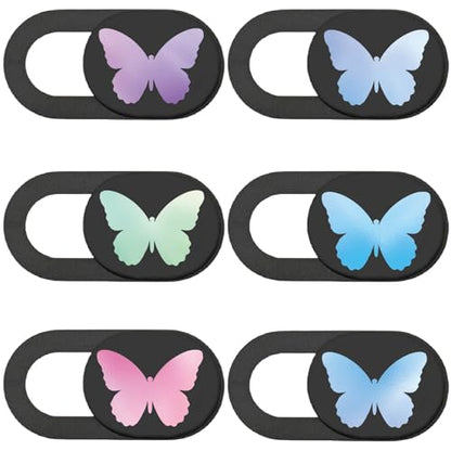 6Pcs 6 Styles Butterfly Laptop Camera Cover Slide Cute Ultra-Slim Plastic Webcam Privacy Security Blocker for Laptop Desktop Computer Tablet Notebook Mini PC Accessories Home Office Use - color: Butterfly-2