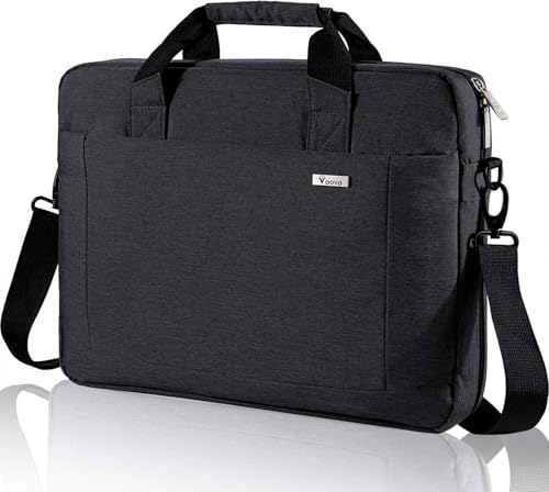Voova 15.6-15 Inch Laptop Bag, Computer Bag, MacBook Bag, Black | Expandable splash-proof laptop messenger bag with removable strap; fits notebooks, MacBook, HP, Dell, Lenovo and Asus - color: Black, size: 14-15.6 Inch