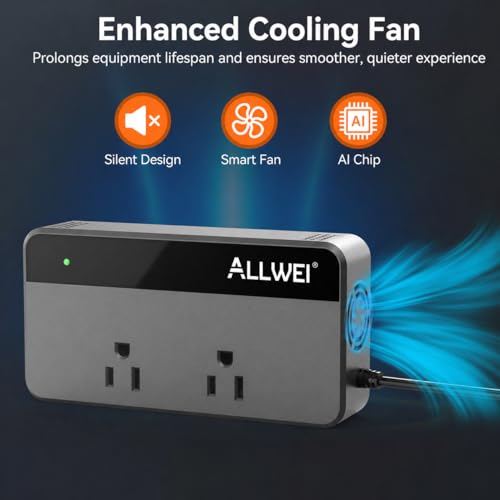 ALLWEI 200W Car Power Inverter 12V DC to 110V AC with USB C | Car Inverter with 4 USB Fast Charging Ports (2 USB-A & 2 USB-C), Powers Phones, Laptops and Small Devices for Road Trips