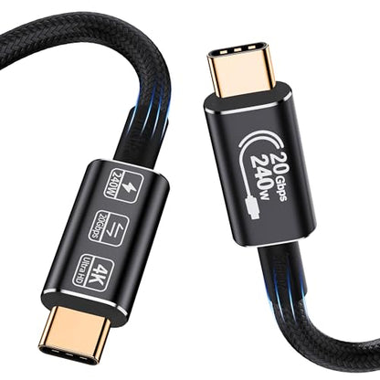 Short USB c Data Cable,usbc to usbc 1.65ft,USB c 3.2 Monitor Cable Support 20Gbps 240W PD Fast Charging Cable, high Speed USB to USB c Cable,Compatible with MacBook,Samsung Galaxy,SSD - size: 1.65 ft