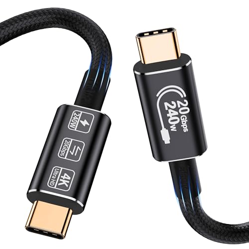 Short USB c Data Cable,usbc to usbc 1.65ft,USB c 3.2 Monitor Cable Support 20Gbps 240W PD Fast Charging Cable, high Speed USB to USB c Cable,Compatible with MacBook,Samsung Galaxy,SSD - size: 1.65 ft