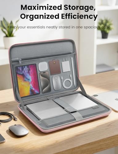 DOMISO Laptop Hard Case 17-17.3 inch Waterproof Shockproof Hard Shell Laptop Sleeve with Handle & Storage Pocket, Compatible with MacBook, HP, Dell,Pink - color: Pink, size: 17.3 inch