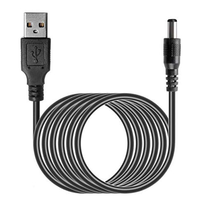 TENINYU USB 2.0 A Male to DC 5.5x2.1mm 5 Volt 24AWG DC Connector Charge Barrel Jack Power Cable Black, 3FT (Max 2.5 Ampere Power Cable, Center PIN Positive),2Pack