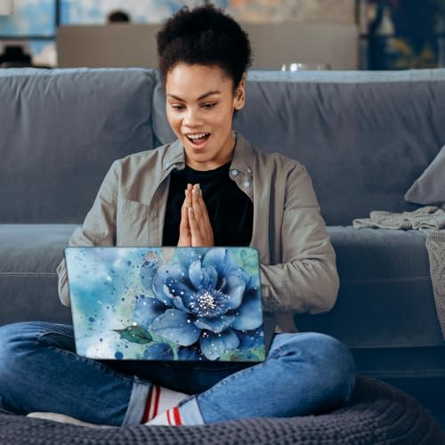 SUPERDANT Laptop Skin Sticker Watercolor Blue Flower Laptop Decals Personalized Universal Notebook Computer Wrap Vinyl Skin Stickers Cover Art Decal Removable 12-15.6 Inch Scratch-Resistant Gifts - style: Blue Flower