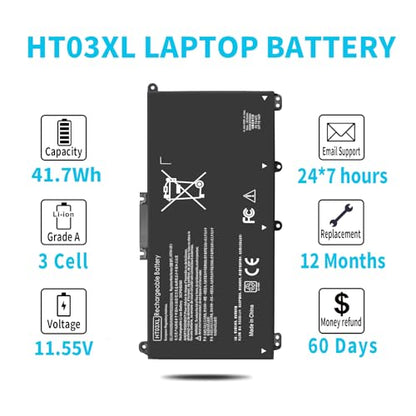 HT03XL L11119-855 Battery for HP Pavilion 15-DA 15-DB 15-DW 15-CS 15-DY 17-BY 17-CA 14-CE 14-CF 14-DF 14-DQ 14-DK 14M-DH 15-da0014dx 15-cs0053cl 15-dw0043dx 15t-dw100 15z-cw100 17-by1053dx L11421-422 - size: 41.7Wh HT03XL 11.55V
