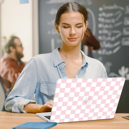 G JGOO Compatible with MacBook Air 15 inch Case 2026 2025 2024 2023 M5 A3448 M4 A3241 M3 A3114 M2 A2941, Plastic Hard Laptop Shell Case + Keyboard Cover + Screen Protector, Pink Checkered - color: Pink Checkered
