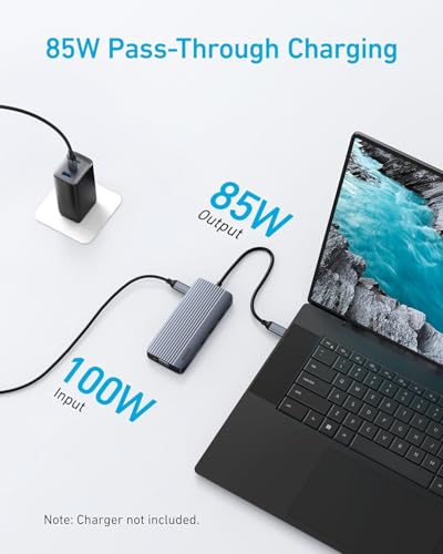 Anker USB-C Hub, 10-in-1 USB-C Hub, Dual-Display with 4K HDMI and 1080p VGA | 85W Max PD, 1 5Gbps USB-C and 3 5Gbps USB-A Data Ports, SD/TF Card Reader, 1 Gbps Ethernet, for Dell XPS, Vostro and More - style: 10-in-1【1 HDMI+1 VGA】