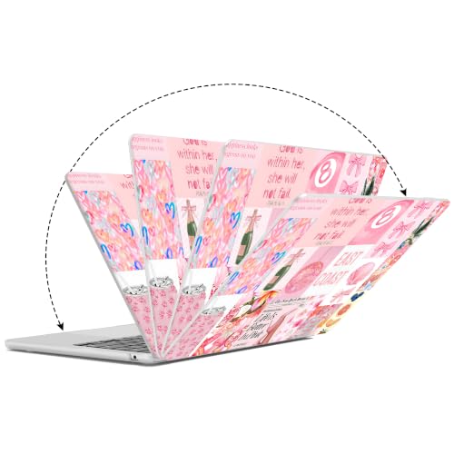 G JGOO Compatible with MacBook Air 15 inch Case 2026 2025 2024 2023 M5 A3448 M4 A3241 M3 A3114 M2 A2941, Protective Laptop Plastic Hard Shell Case + Keyboard Cover + Screen Protector, Pink Collage - color: Pink Collage
