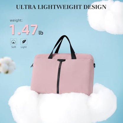 Timeet 17.3 Inch Laptop Bag for Men Women, Lightweight & Water-Resistant Computer Bag Laptop Briefcase with Shoulder Strap - color: Dusty Pink