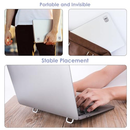 Giantree 2 Pcs Mini Portable Foldable Keyboard Stand for Desk, Invisible Laptop Stand, Self-Adhesive Keyboard Riser Feet for Most Keyboards (Silver), 10.24x4.72 inch