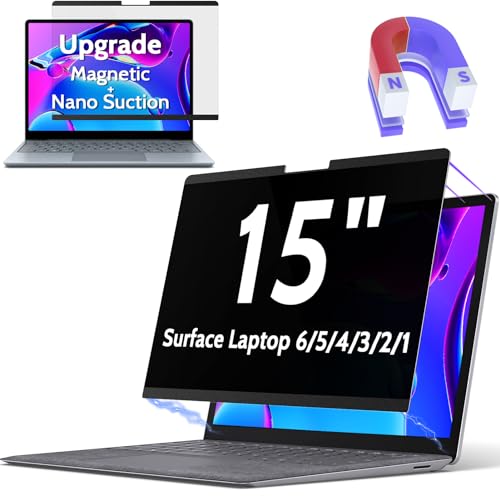 Peslv Magnetic Privacy Screen Surface Laptop 6/5/4/3/2/1 15 Inch, Removable Anti Blue Light Glare Filter, Black Security Private Apy Block Protector - size: Surface Laptop 15 Inch (6/5/4/3/2/1)