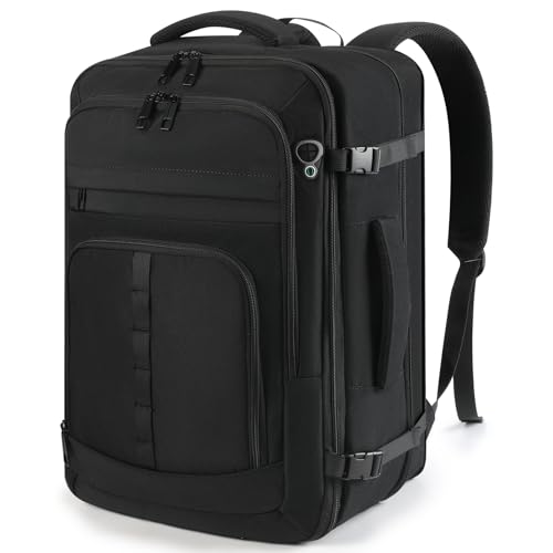 Travel Backpack,Carry on Backpack Expandable 40-50L with USB Cable Port,Fits 17.3 Inch Laptop Notebook,Water Resistant Business Travel Laptop Backpack for Men Women Weekend Trips,Daily Travel,Black - color: Black