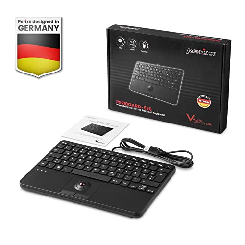 Perixx PERIBOARD-526 US, Wired Mini USB Keyboard with Trackball - X Type Scissor Keys - 11.18x7.17x1.1 Inches - Build-in 2 USB Hubs - US English - style: Trackball Keyboard