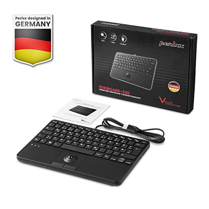 Perixx PERIBOARD-526 US, Wired Mini USB Keyboard with Trackball - X Type Scissor Keys - 11.18x7.17x1.1 Inches - Build-in 2 USB Hubs - US English - style: Trackball Keyboard