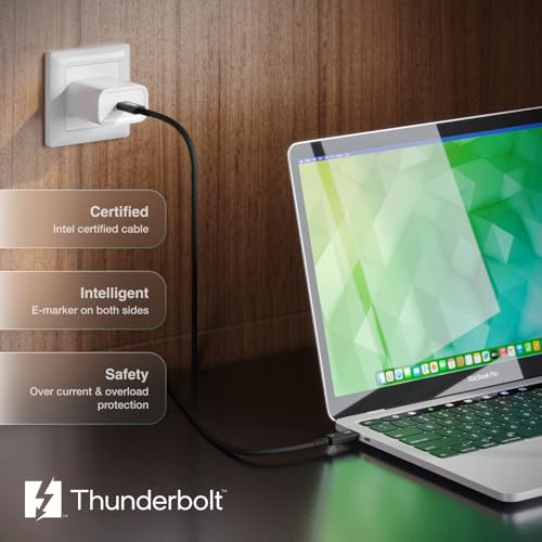 CalDigit Thunderbolt 5 Pro Braided Cable - 120Gbps 240W Power Delivery, Compatible with Thunderbolt 3, 4, USB4 Type C, MacBook Pro, iMac, iPhone 17 Max, Black (0.5m/1.64ft/19.685")