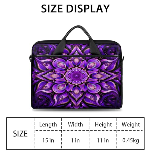 Laptop Shoulder Bag for Women Men, Waterproof Computer Case Messenger Bag Briefcase for Business Office Travel - color: Purple Mandala Flower Floral