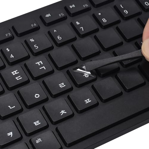 2PCS Korean Letters Keyboard Stickers,Borderless Transfer Printing Characters Sticker for PC Desktop Computers Keyboard Laptop Notebook,Korean Repair Replacement Individual Lettering Keyboard Sticker - color: White Letter, size: Korean