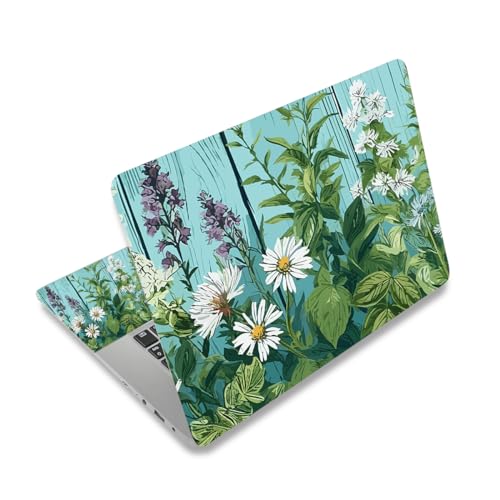 Laptop Skin Sticker Decal, 12" 13" 13.3" 14" 15" 15.4" 15.6 inch Personalized Universal Vinyl Notebook Skin Sticker Cover Art Protector Decal, Green Plant Flowers - color: Green Plant Flowers
