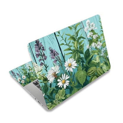 Laptop Skin Sticker Decal, 12" 13" 13.3" 14" 15" 15.4" 15.6 inch Personalized Universal Vinyl Notebook Skin Sticker Cover Art Protector Decal, Green Plant Flowers - color: Green Plant Flowers