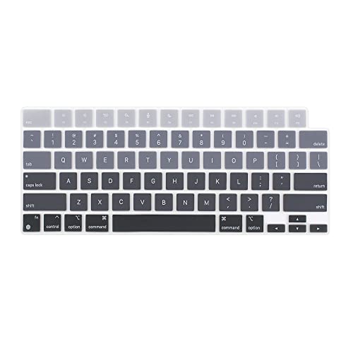 ProElife Keyboard Cover Skin for MacBook Air 13/15 Inch M5 M4, Ombre Gray | US Enter, Ultra Thin (0.26 mm), Silicone Protective Skin, Easy to Apply, Washable & Reusable, Dust-proof, Precision Molded - color: Ombre Gray