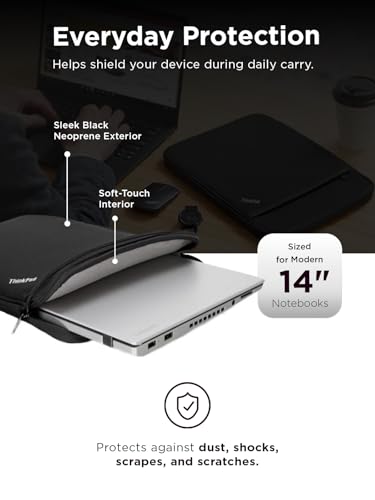 Lenovo ThinkPad 14-Inch Laptop Sleeve – Slim Protective Notebook & Tablet Case Compatible with ThinkPad, MacBook Air & MacBook Pro – Lightweight, Shock-Resistant