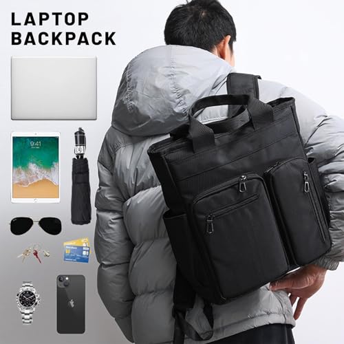mygreen Tokyo Tote Messenger Backpack Convertible Tote Bag and Backpack, Fits 15.6" Laptop - color: Black-1688