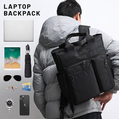 mygreen Tokyo Tote Messenger Backpack Convertible Tote Bag and Backpack, Fits 15.6" Laptop - color: Black-1688