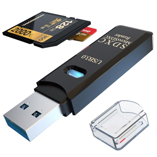 USB3.0 Micro SD Card Reader, 5Gbps 2-in-1 SD Card Reader to USB Adapter, Wansurs Memory Card Reader for SDXC, SDHC, MMC, RS-MMC, Micro SDXC, Micro SD, Micro SDHC and UHS-I Cards (1Pack Black) - color: USB3.0 Black 1 Pack