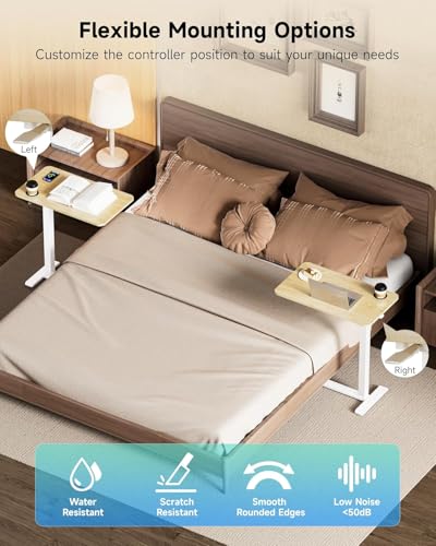 BIZUM Adjustable Hospital Bed Table on Wheels, Rolling Bedside Table Maple | Adjustable height 29.7-43.3in, 27.6x15.8in surface, cup holder, 22lb capacity, pneumatic lift, 4 swivel wheels - color: Maple