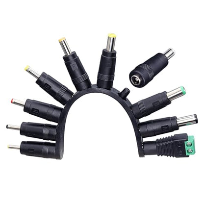 10PCS DC Tip Kit Power Adapter Jack with 5.5x2.1mm Female Base Laptop Plug 2.5x0.7mm/3.0x1.1mm/3.5x1.35mm/4.0x1.7mm/4.8x1.7mm/5.5x1.7mm/5.5x2.5mm/6.3x3.0mm/6.0x4.4mm/LED Terminal Connector
