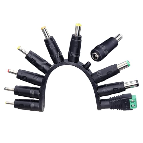 10PCS DC Tip Kit Power Adapter Jack with 5.5x2.1mm Female Base Laptop Plug 2.5x0.7mm/3.0x1.1mm/3.5x1.35mm/4.0x1.7mm/4.8x1.7mm/5.5x1.7mm/5.5x2.5mm/6.3x3.0mm/6.0x4.4mm/LED Terminal Connector