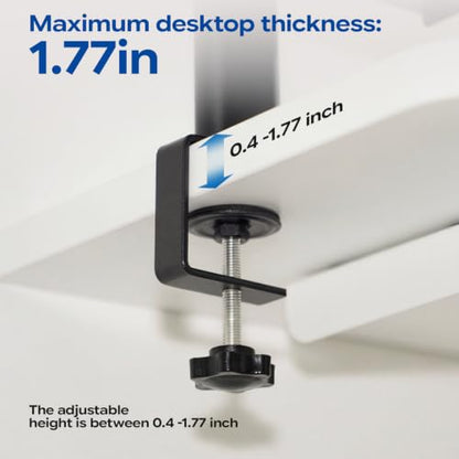 2-Tier Carbon Steel Clamp-On No Drill Desk Storage Organizer Shelf | C-clamp mounting without drilling; adjustable lower shelf holds up to 30 lbs for gaming & office supplies
