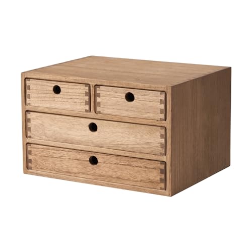 KIRIGEN Wood Desk Organizer with 4 Drawers, Desktop Storage, Brown 34-DBR | 3-Tier Solid Wood Cabinet Holds Letter-Size Paper, Mail, Makeup, Crafts, and Home Office Supplies, Fully Assembled - color: Dark brown, size: 3-layer &4 drawers
