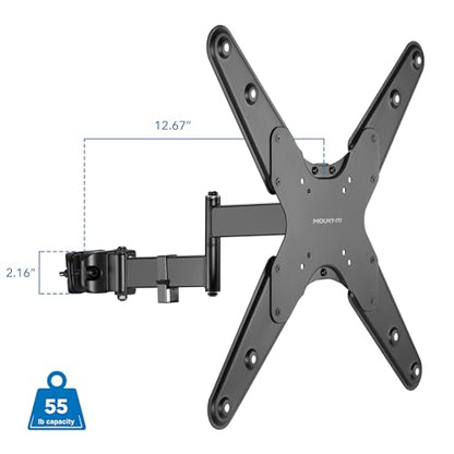Mount-It! TV Pole Mount, Full Motion Universal TV Bracket, VESA 75x75 to 400x400, Fits TVs and Monitors 32" - 55", Clamp Fits Poles from 1.1" to 1.96", Extendable Arm, for POS, Trade Shows, Gazebo - size: 32" - 55"