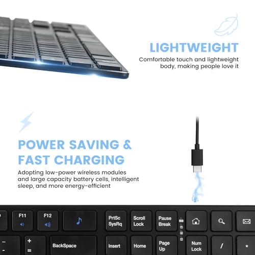 TIETI K01R Wireless Keyboard, 2.4G Slim and Compact Wireless Keyboard with Numeric Keypad, Long Battery Life, Lag-Free for PC Laptop Computer Windows, Black