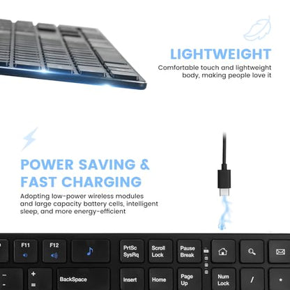 TIETI K01R Wireless Keyboard, 2.4G Slim and Compact Wireless Keyboard with Numeric Keypad, Long Battery Life, Lag-Free for PC Laptop Computer Windows, Black