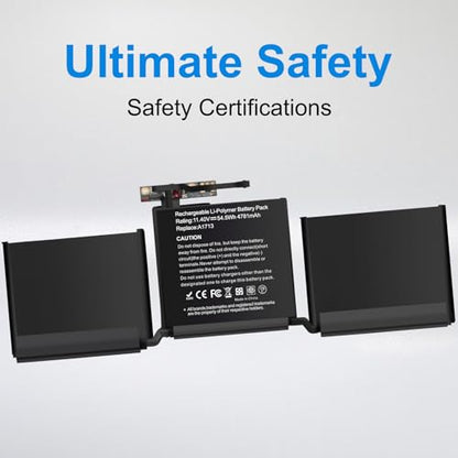 A1713 A1708 A2159 Laotop Battery for Mac Book Pro 13 Inch A1708(Mid2017,Late 2016) A2159 (2019) A2289 (2020) A2338 (2020,2022) EMC - size: A1713 13.25*5.51*0.984 in