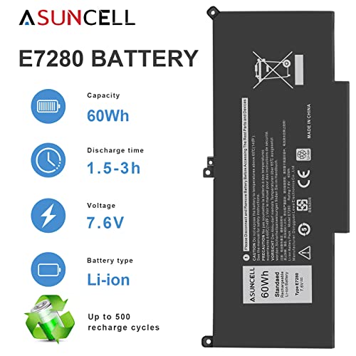 ASUNCELL F3YGT 60Wh 7480 Laptop Battery for Dell Latitude 7490 7390 7280 7290 7380 E7490 12 7000 7290/13 7000 P29S002/14 7000 Series P73G P73G001 P73G002 DM3WC - size: F3YGT