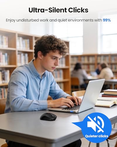 TECKNET Wireless Mouse Bluetooth 5.0/3.0 & 2.4G Rechargeable, Silent Clicks, Adjustable 4800 DPI, 6 Buttons, Ergonomic Design, Bluetooth Mouse for Laptop, Computer, ipad-Dark - color: Dark