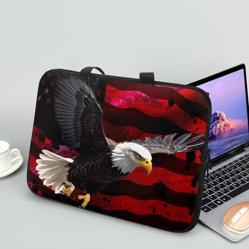 10 Inch American USA Flag Eagle Laptop Sleeve, Protective Tablet Case with Handle, Patriotic Computer Bag Carrying Case Notebook Cover Messenger Briefcase for Travel/Business/School - color: American Usa Flag Eagle, size: 10 Inch