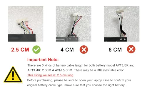 AP13J3K AP13J4K 45Wh Laptop Battery Compatible with Acer Chromebook 11.6" 11 C720 C720P C740 Series Notebook KT.00304.001 KT.00303.001 CB3-431-C5EX 11.4V 3920mAh (2.5cm Short Cable)