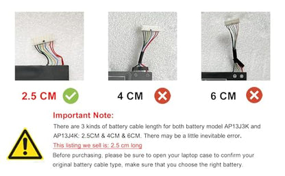 AP13J3K AP13J4K 45Wh Laptop Battery Compatible with Acer Chromebook 11.6" 11 C720 C720P C740 Series Notebook KT.00304.001 KT.00303.001 CB3-431-C5EX 11.4V 3920mAh (2.5cm Short Cable)