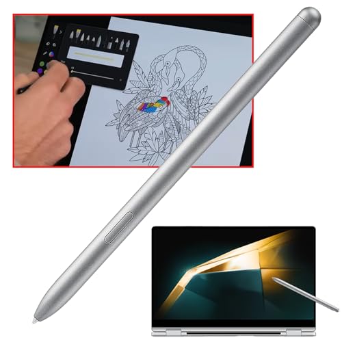 Galaxy Book 5 Pro 360 Pen for Samsung Book Pro 5/4 360 S Pen Compatible for Samsung Galaxy Book 5/4 360 Stylus Pen with Pen Nibs Replacement (Silver) - color: Silver