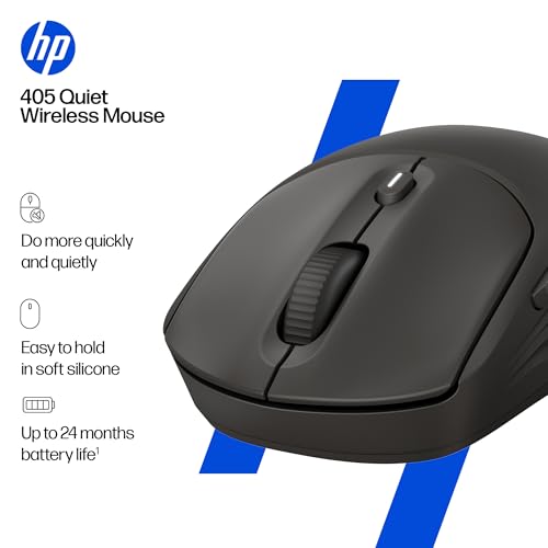 HP 400 Quiet Wireless Mouse, Dual Bluetooth & 2.4GHz, Soft Silicone, Quiet Clicks, Microsoft Wheel, 24-Month Battery, 6000 DPI, Ambidextrous, Eco-Friendly Design, Multi-OS, Black - color: Black