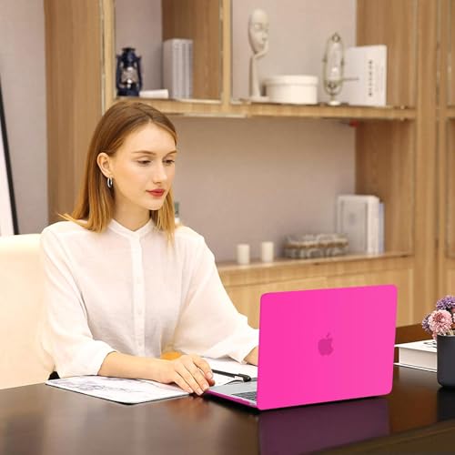 MOSISO Compatible with MacBook Air 13 inch Case M1 2021 2020 2019 2018 | A2337 A2179 A1932, Protective Hard Shell&Keyboard Cover&Screen Film&Pouch for MacBook Air 13.3 inch Case, Bright Rose - color: Bright Rose