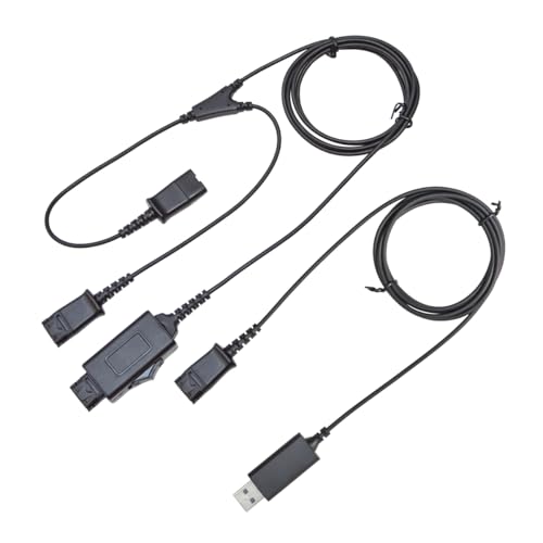 Y-Splitter Adapter Y-Training Cable with Mic Switch Compatible with Plantronics QD, Other End USB Type A Plug 8 FT - size: Toggle switch + usb-a