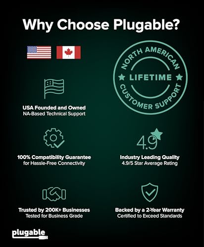 Plugable Thunderbolt 5 Docking Station for MacBook Pro and Windows, 140W Charging, Dual 6K@60Hz Mac, Dual 8K Windows, 80/120Gbps, 3X Thunderbolt 5 Ports, 2.5GbE, Driverless (TBT-UDT3)