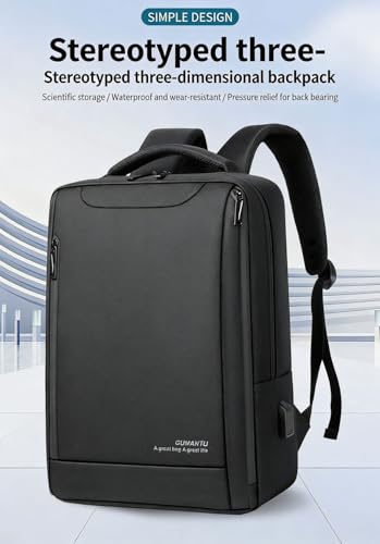 LINGYUE Business Laptop Backpack With USB Charging Port, Waterproof Durable Travel Backback For Men & Women, Anti-Scratch Computer Bag Fits 15.6 Inch, Ideal For Work, And School(Black)