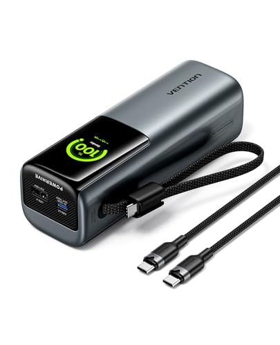 VENTION Powerhive 27000mAh Laptop Power Bank, 200W, Built-in and Extra 240W USB-C Cables, Portable Laptop Charger, Digital Display, for iPhone 17/16/15/14/13 Pro Max, MacBook, Dell, HP, Galaxy S24